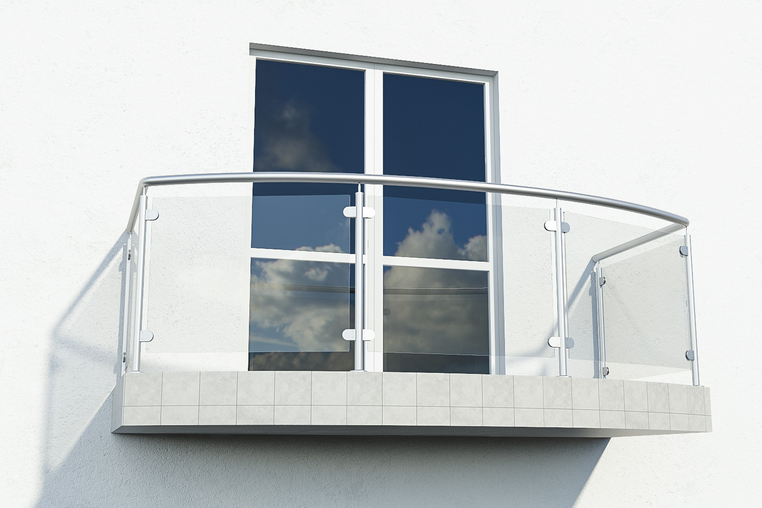 Ограждение для балкона на стойках со стеклом