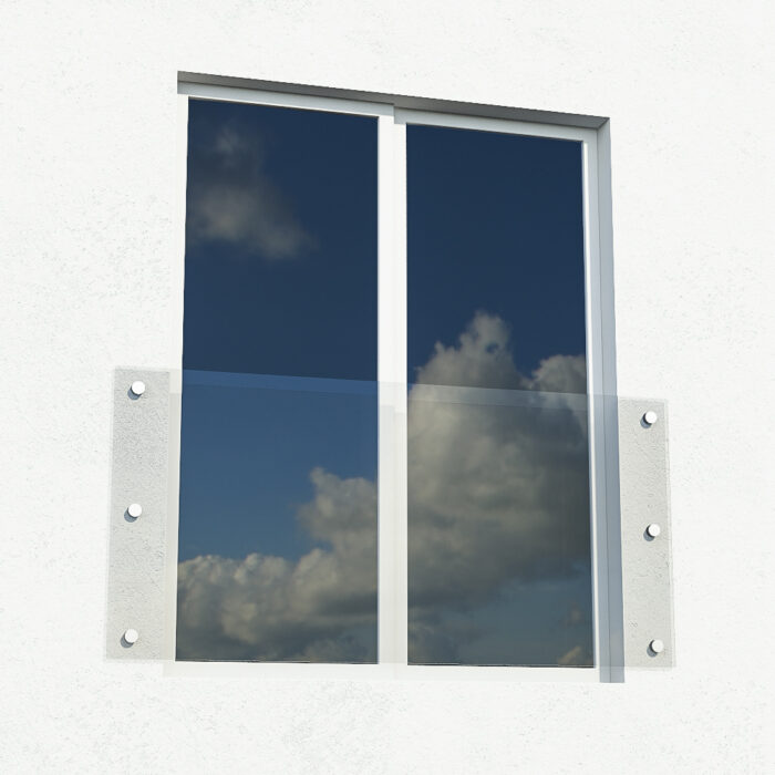 Ограждение окна французский балкон со стеклом на точках