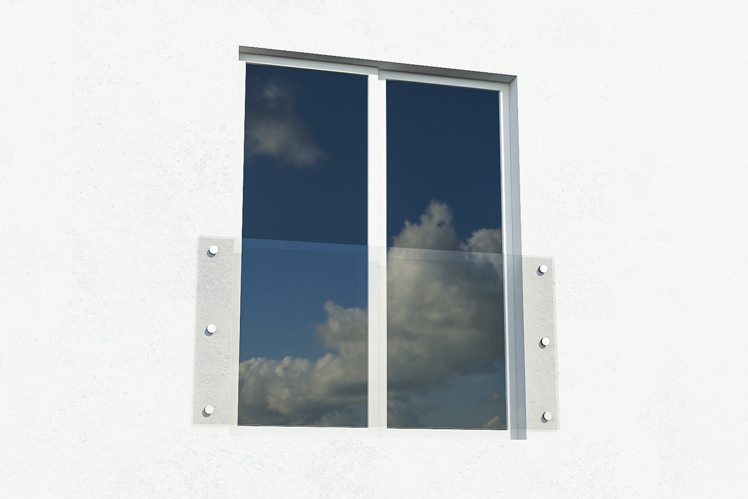 Ограждение окна французский балкон со стеклом на точках