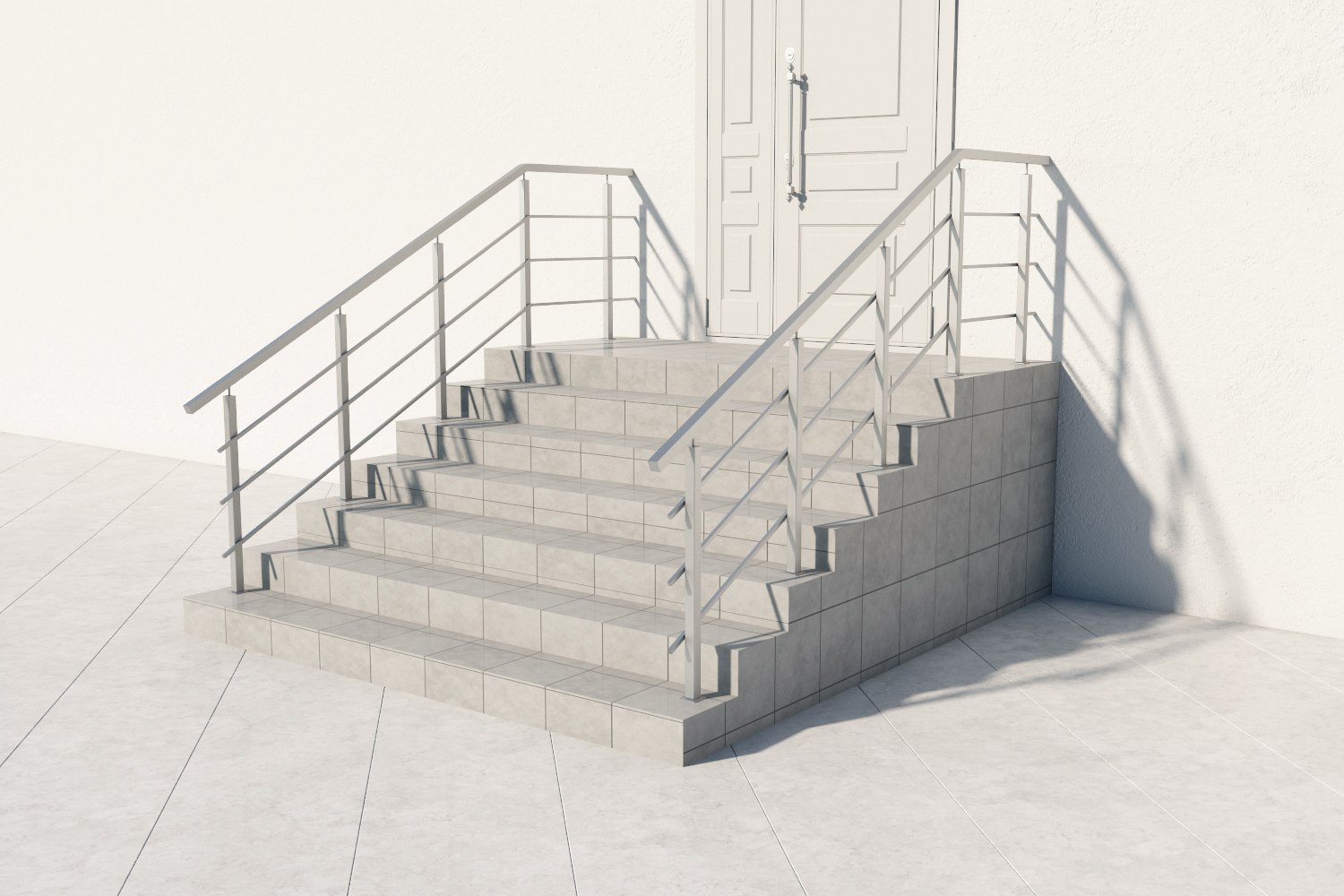 Ограждение входной группы три ригеля квадрат поручень и стойки ригель приварной