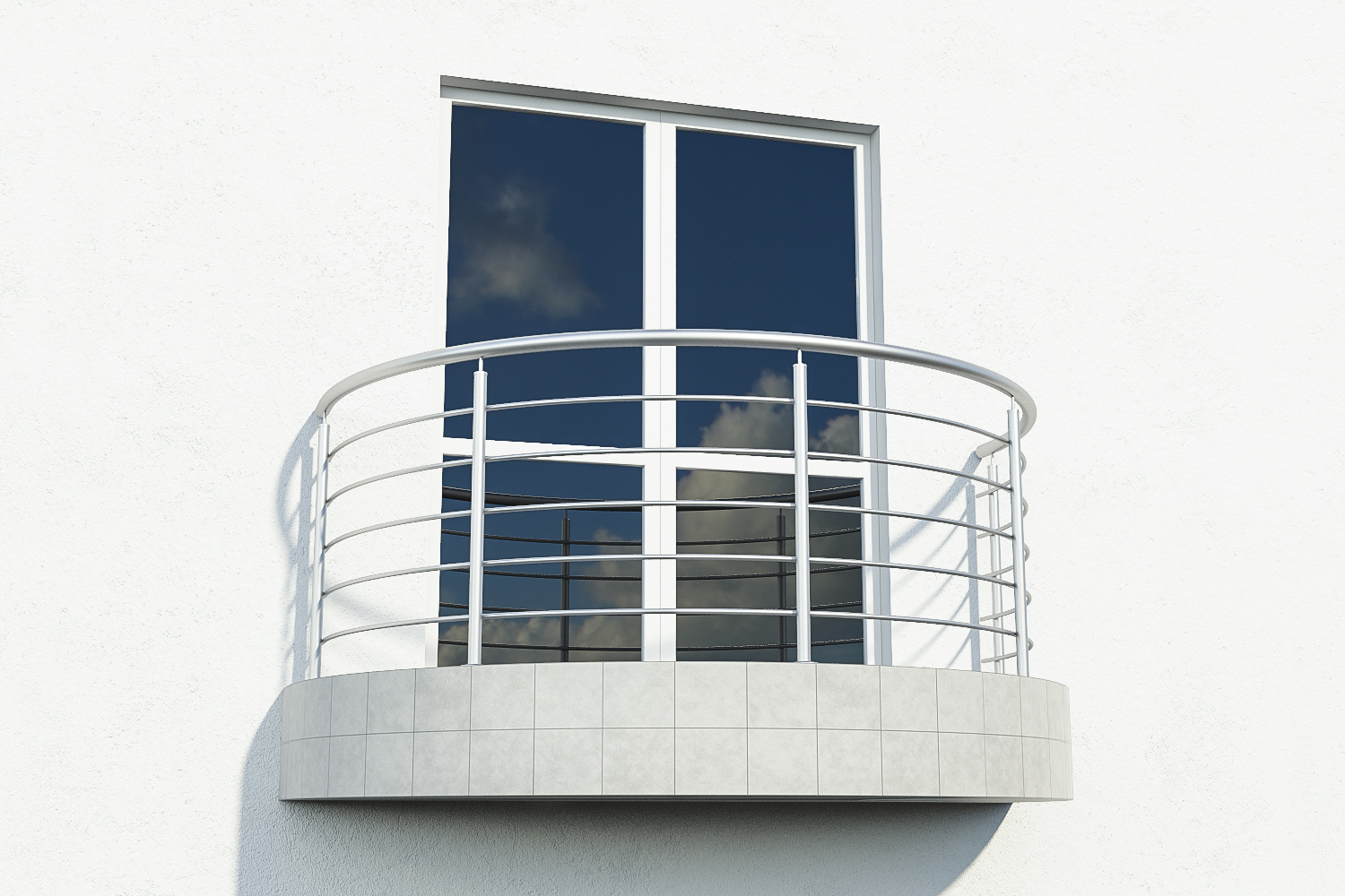 Ограждения балкона поручень радиус и стойки круглые заполнение пять ригелей