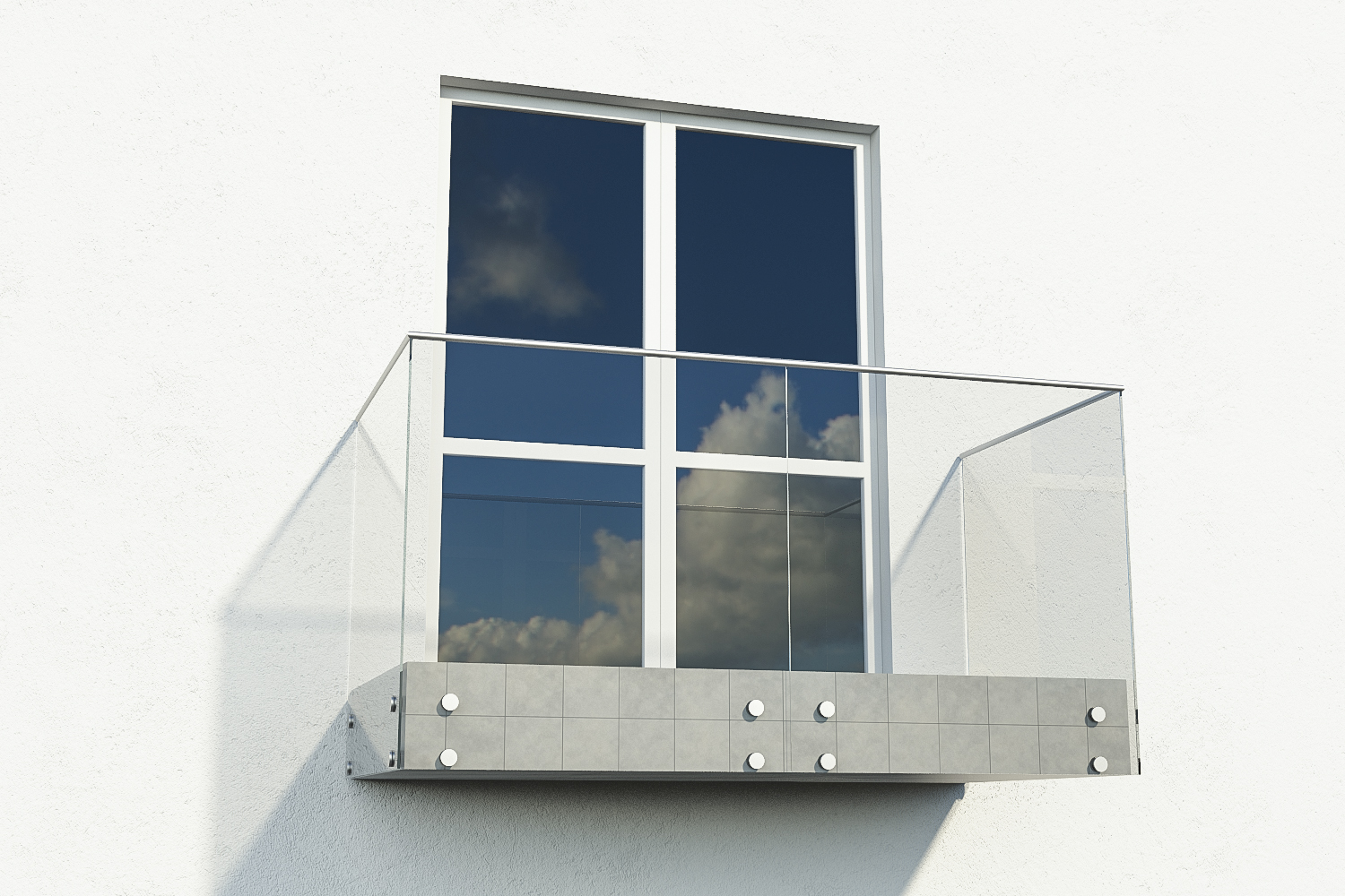 Ограждения на несущем стекле с торцевым креплением для балкона