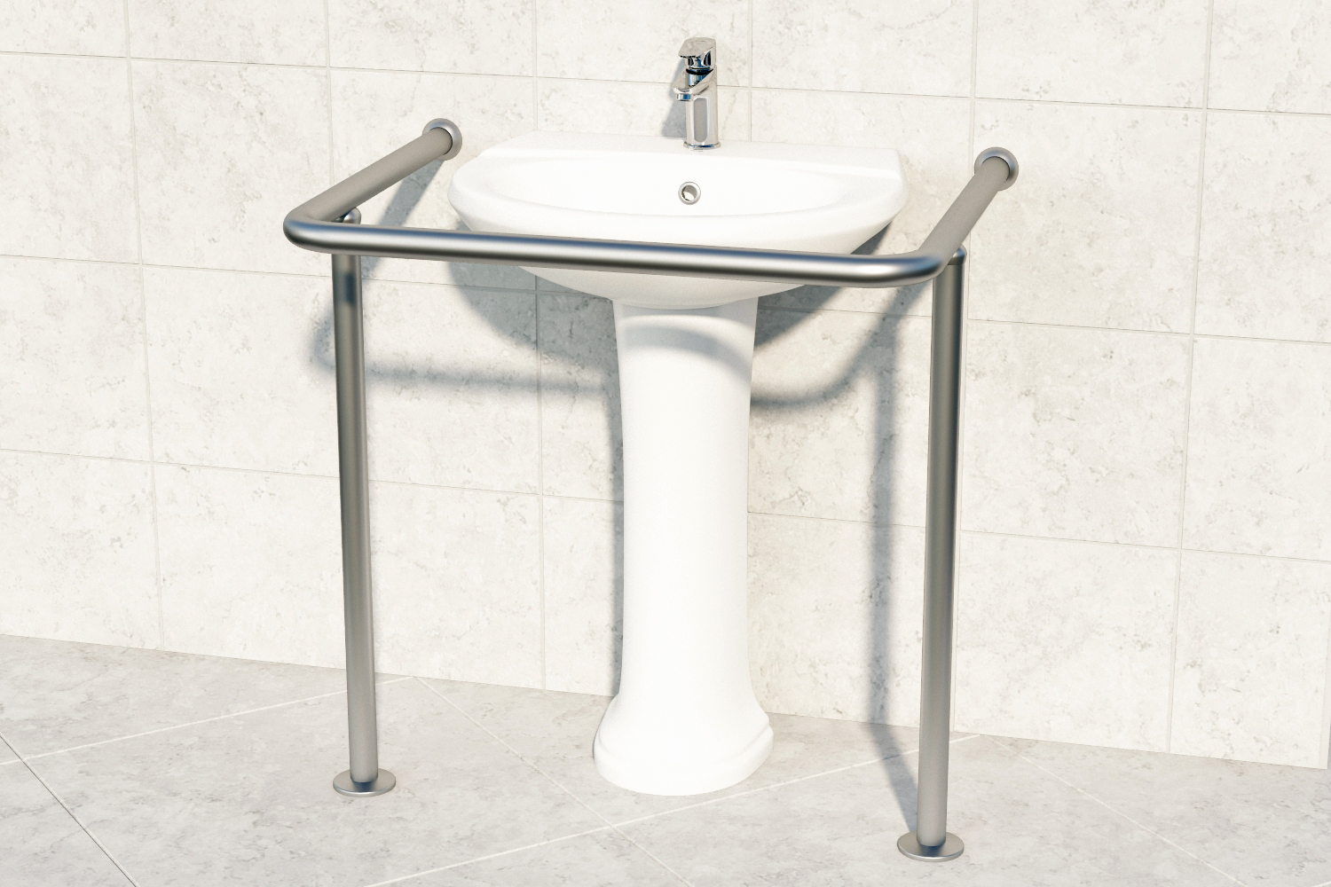 Поручень вокруг раковины напольный из круглой трубы