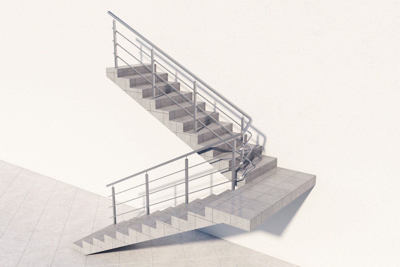 Три ригеля на сварке, квадрат поручень и стойки для лестницы