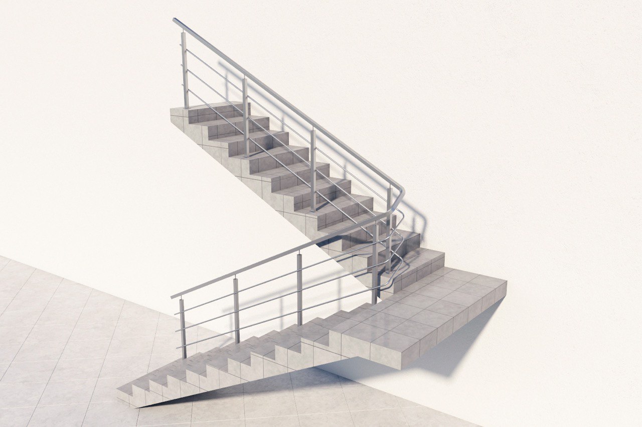 Три ригеля на сварке, квадратный поручень и стойки